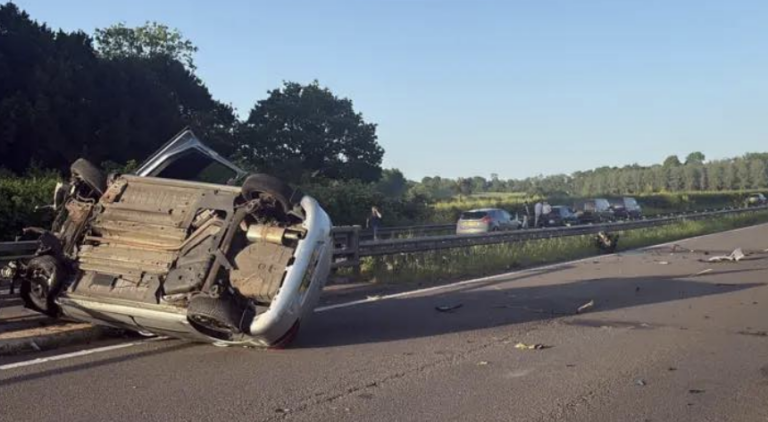 Eight-Day-Old Baby Pulled from Overturned Car on M50