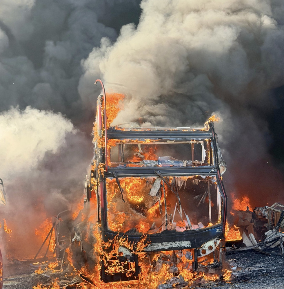 Massive Fire Razes Dozens of Double-Deckers at Bus Depot