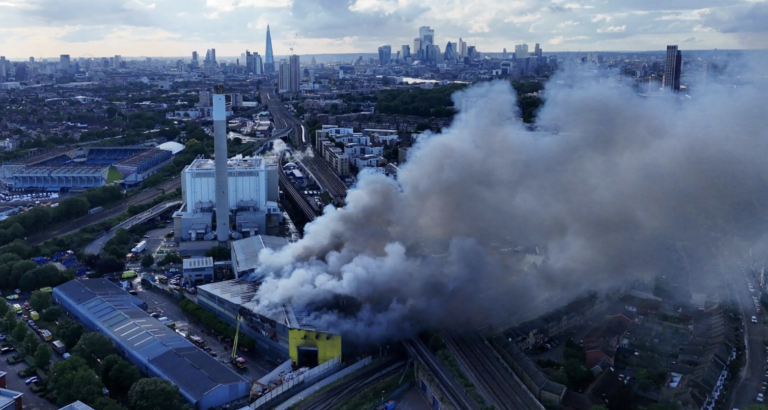 Huge Fire Breaks Out at Bermondsey Recycling Centre