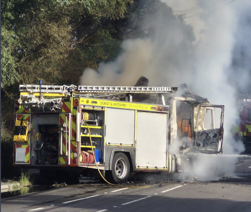 A350 Shut After Fire Engine Blaze at Charlton Marshall