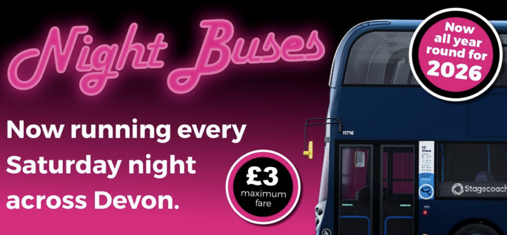 Devon Night Bus Hits 30,000 Passengers Providing Safe Rides Home